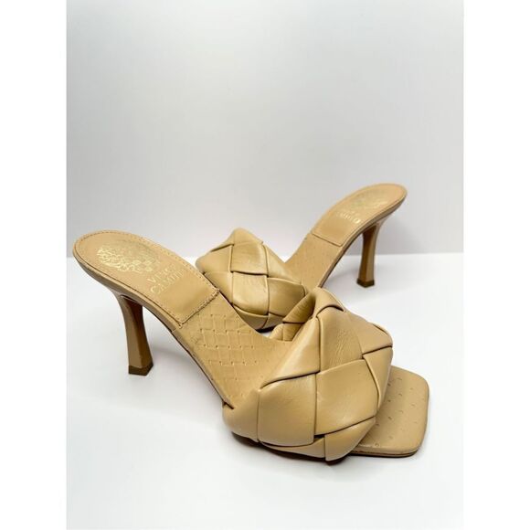 Vince Camuto Sandals Womens Size 6 Tan Leather Woven Heels - Picture 5 of 9